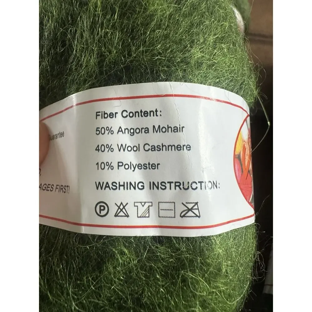 Angora mohair and wool cashmere yarn green lot of 4 NEW Knitting crafts